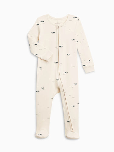 Colored Organics Peyton Zipper Sleeper, Whales